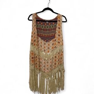 Grace & Lace Boho Southwestern Multicolor‎ Fringe Vest Fits S-M